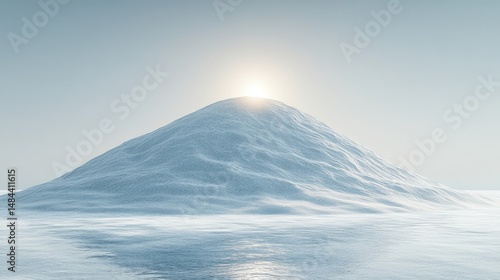 Abstract Geometric Mountain Range in Pale Blue Hues with Digital Texture