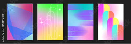 Four abstract gradient designs suitable for background, web design, digital art, and print projects. Colorful and modern aesthetic options.