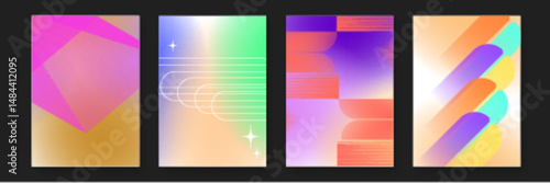 Four colorful abstract designs suitable for backgrounds, posters, invitations, and digital art projects needing vibrant and modern graphics.