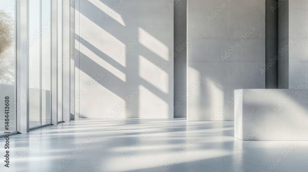 Fototapeta premium Sunlit art space hall with modern architecture design