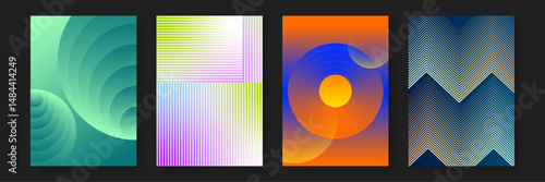 Four abstract backgrounds with colorful gradient colors. Great for digital designs, presentations, posters, social media graphics, and website backgrounds.