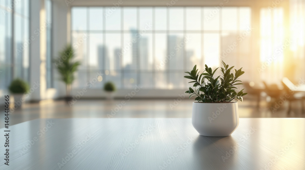 Fototapeta premium white minimal office bokeh background blurred interior