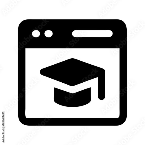 Online course learning icon. Screen with book offering digital education.