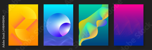 Four abstract colorful backgrounds suitable for web design, social media graphics, presentations, and print materials in various industries.