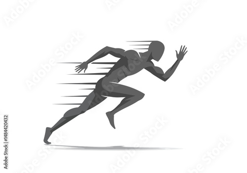 Dynamic Silhouette of a Running Athlete in Motion