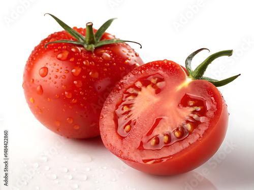Wallpaper Mural Tomato whitebackground Fresh red tomatoes with droplets of water, showcasing their vibrant color and juicy texture, perfect for culinary use Torontodigital.ca