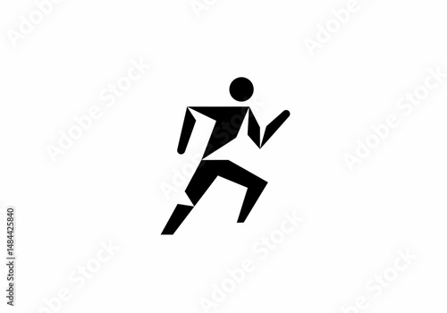 Geometric Runner Abstract Black Silhouette of a Running Figure in Motion
