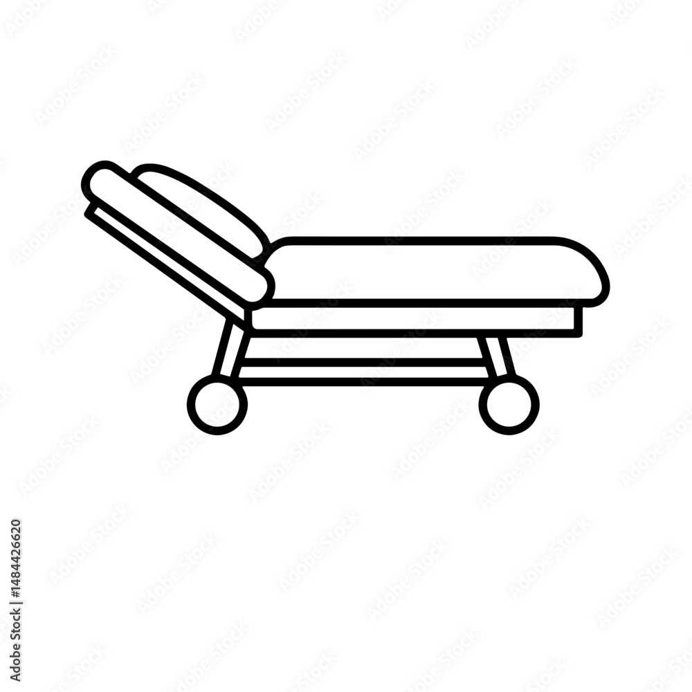 Massage table in minimalist design with wheels for easy mobility Massage table in minimalist design with wheels for easy mobility