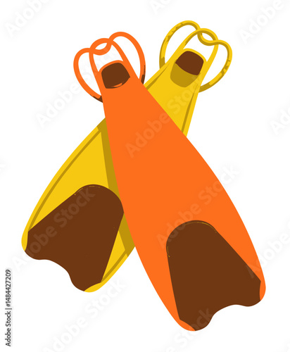 Bright Orange and Yellow Fins Crossing Paths in Summer