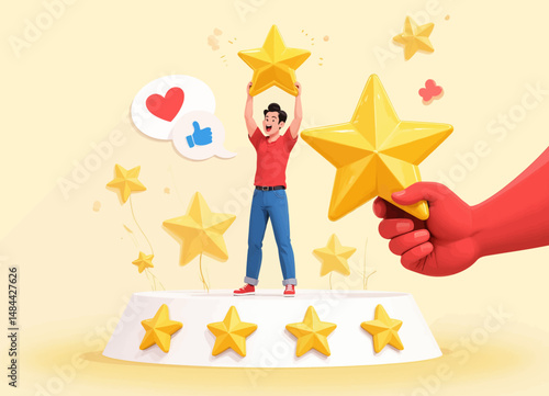 Celebrating Success with Golden Stars and Joyful Rewards