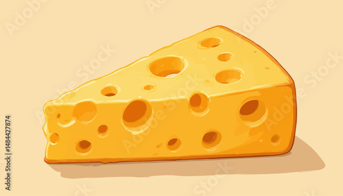 Cheesy Delight: Slice of Swiss with Holes in Soft Light