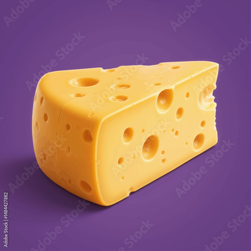 Cheesy Delight: Swiss Cheese on Purple Background with Holes