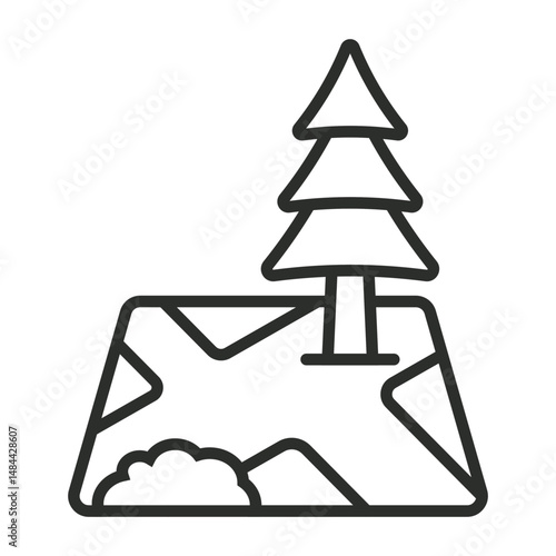 Map icon, Jungle symbol outline icon, editable vector illustration and transparent graphic element. Isolated on white background