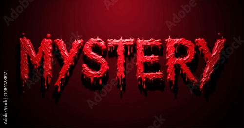 Dark Red Mysterious Text Dripping Blood on Dark Background