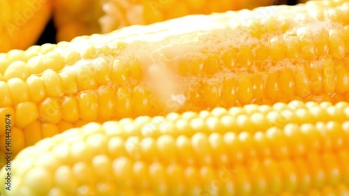 Close-up of Buttered Cooked Corn on the Cob