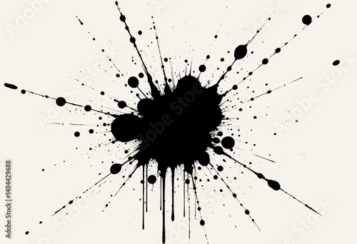 Explosive Ink Splatter in Black and White Abstract Art
