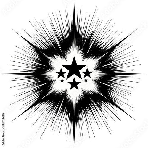 Explosive Stars Radiating Energy Black and White