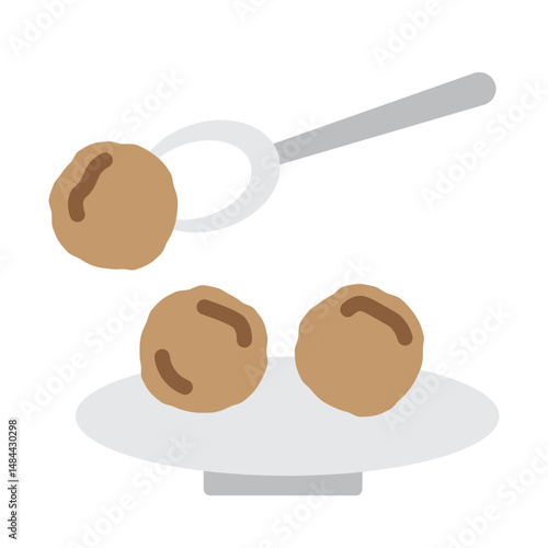 Meatball Vector Flat Icon Design