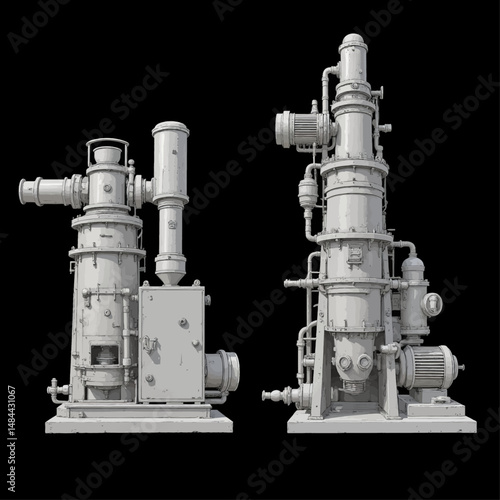 Industrial Machinery in Monochrome Precision