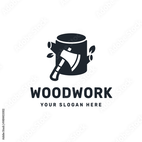 Axe logo, Wood work vector icon illustration