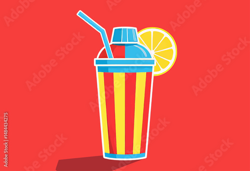 Refreshing Lemonade in Summer Sun with Straw