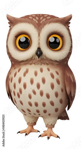 Adorable cartoon owl with big eyes