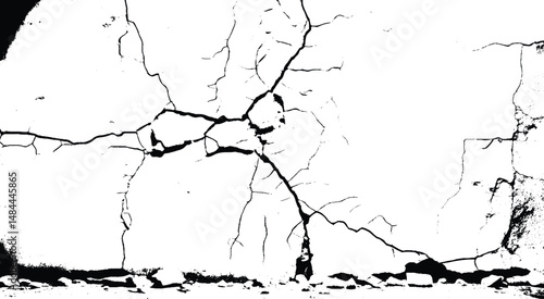 Black and white texture. Crack vector isolated elements. Noise Rough Design. Vector Illustration.