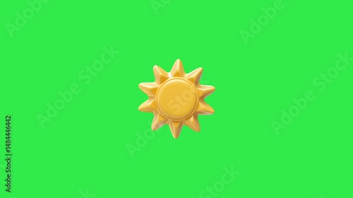 3d animation of sun icon with green screen
