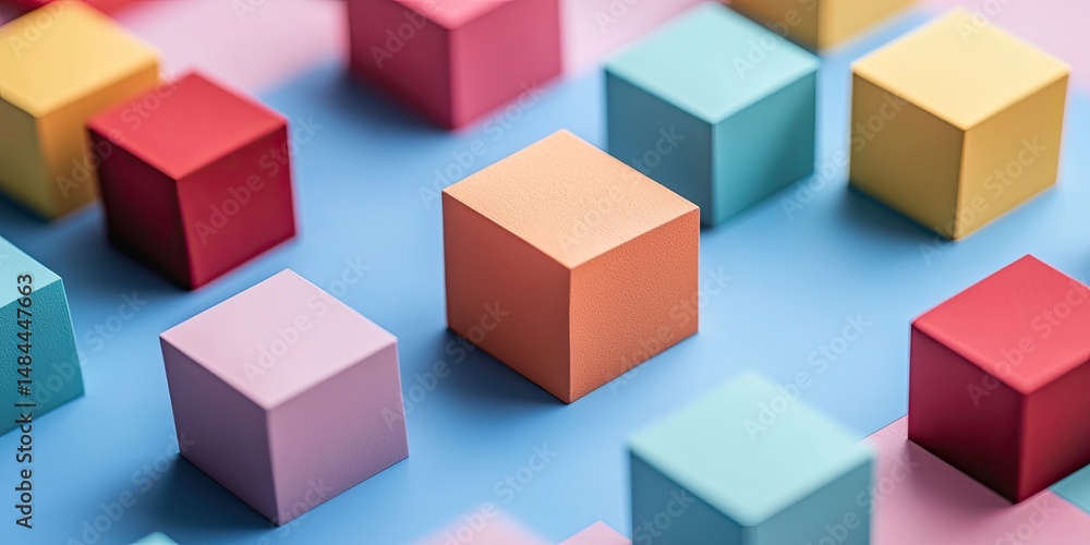 Colorful cubes arranged on a surface Colorful cubes arranged on a surface
