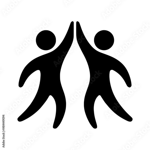 Vector Icon of Two People Giving High Five Representing Teamwork and Support
