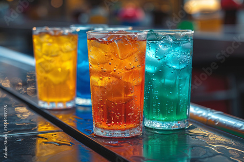Close-Up of Sports Drinks on Ground Background