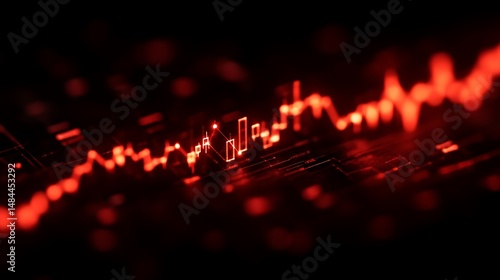 Wallpaper Mural Red Financial Chart on Dark Background Torontodigital.ca