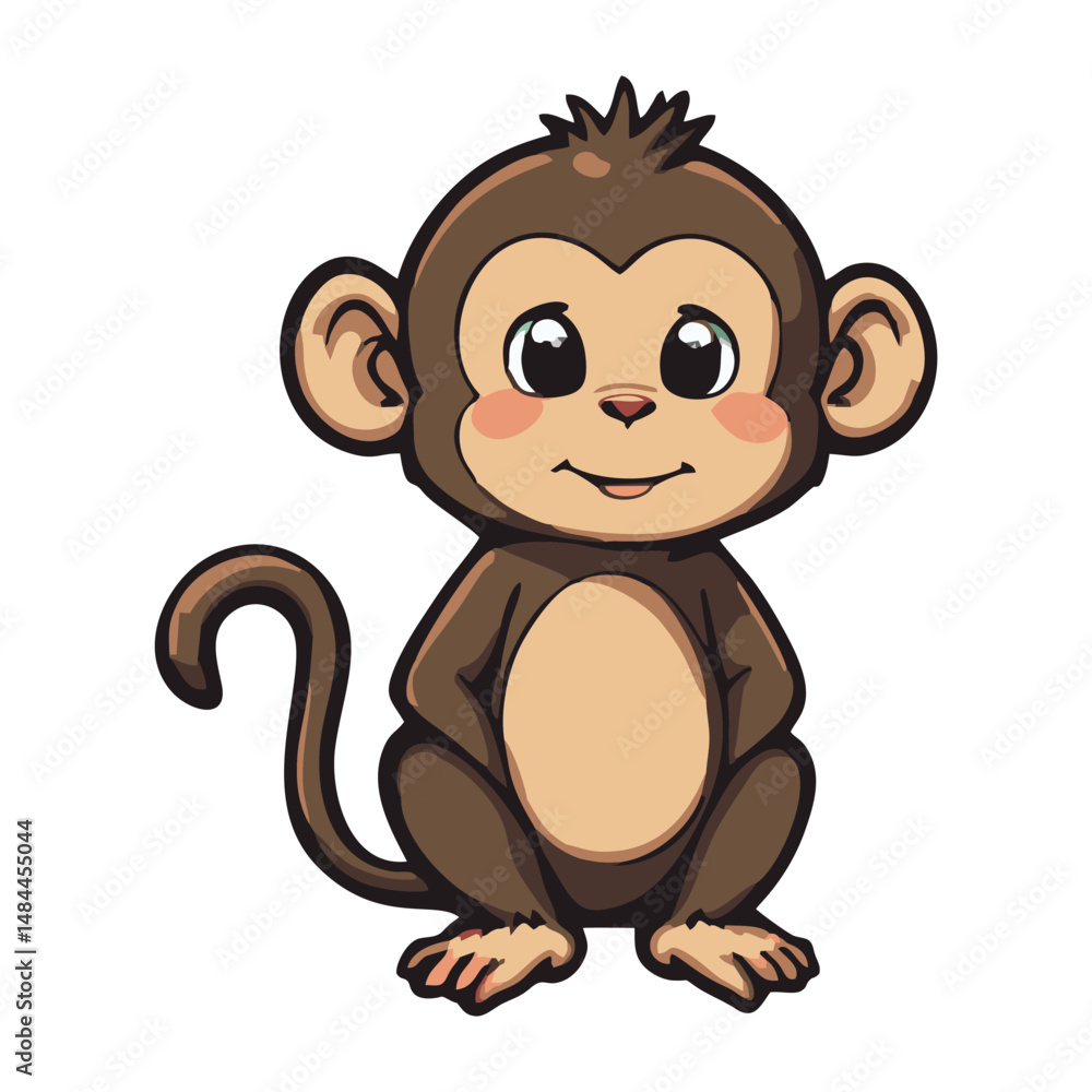 Fototapeta premium Monkey Illustration – Playful Jungle Animal Drawing
