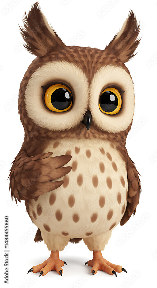 Fototapeta premium Animated owl with large captivating eyes