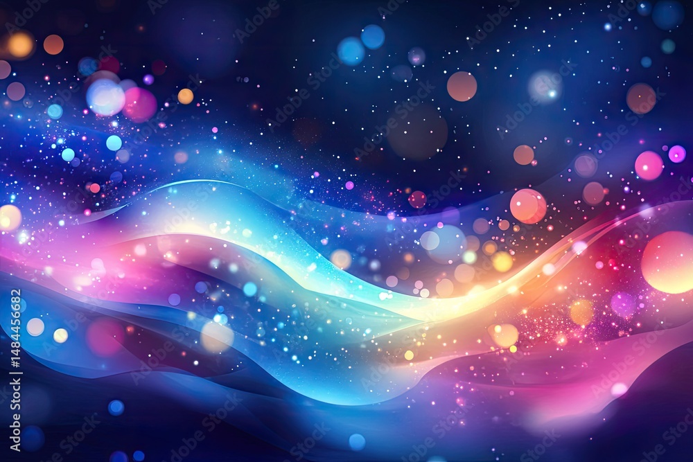 Obraz premium Vibrant, flowing light waves with bokeh