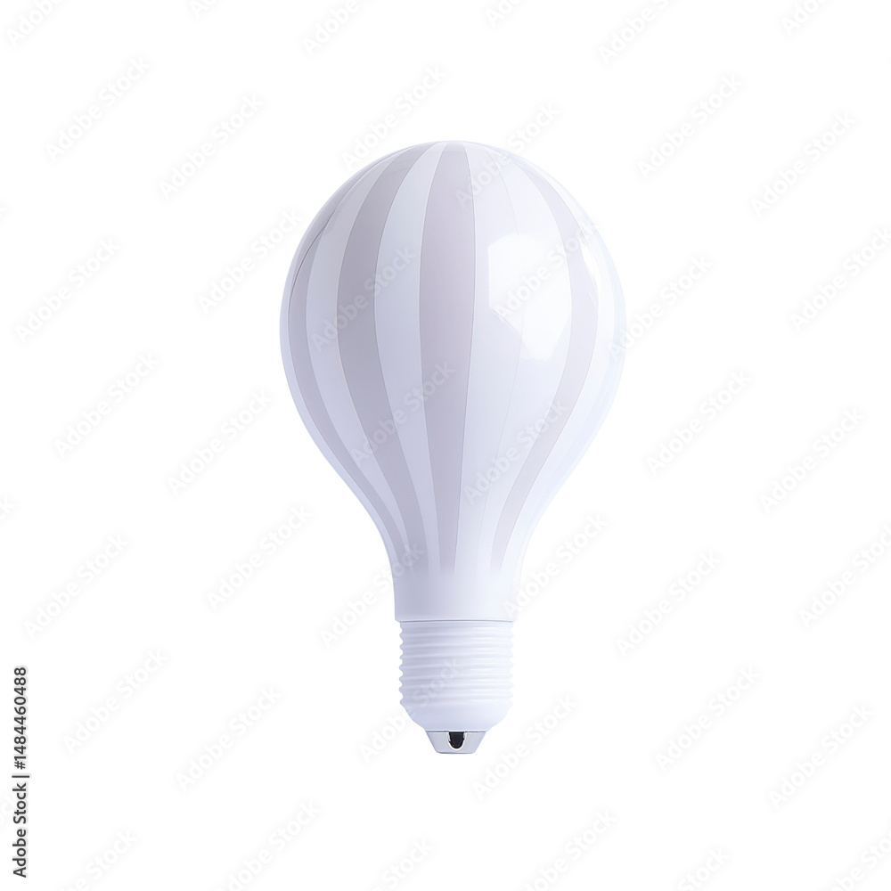 Fototapeta premium Modern White Striped Light Bulb, Energy Efficient Lighting, Home Decor