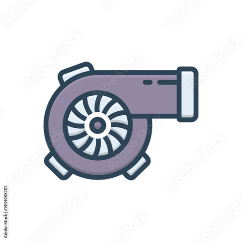 Color illustration icon for turbo