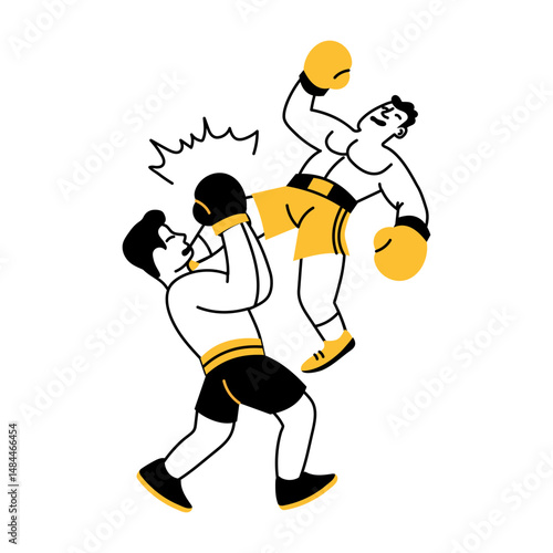 A sketchy illustration showing boxing match 
