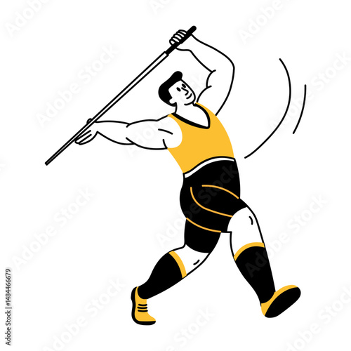  A drawing style illustration showing javelin throw
