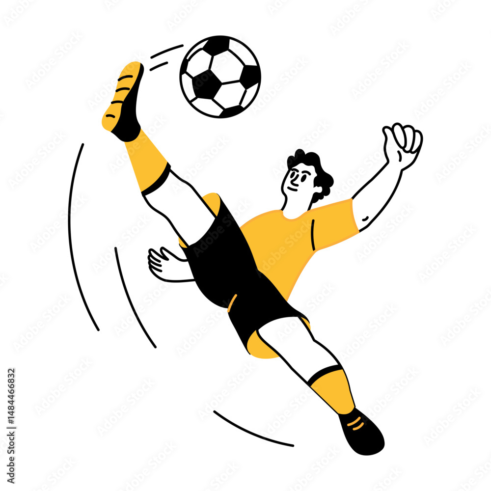 Obraz premium A drawing style illustration showing soccer player kicking ball