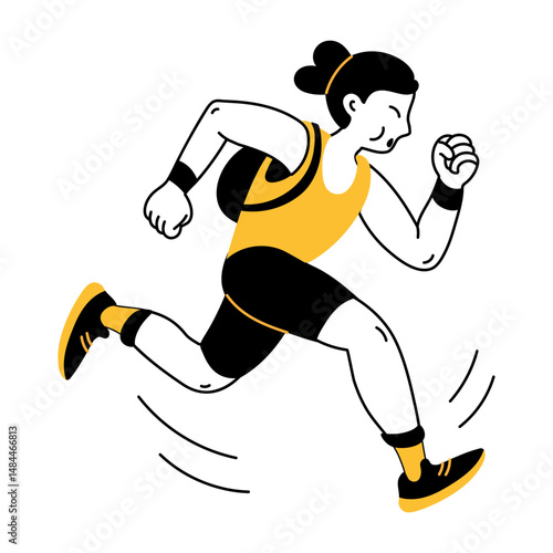A hand drawn illustration depicting running athlete

