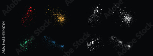 Grunge texture vector bleeding set of blue, green, red blood, orange and white splatter brush stroke