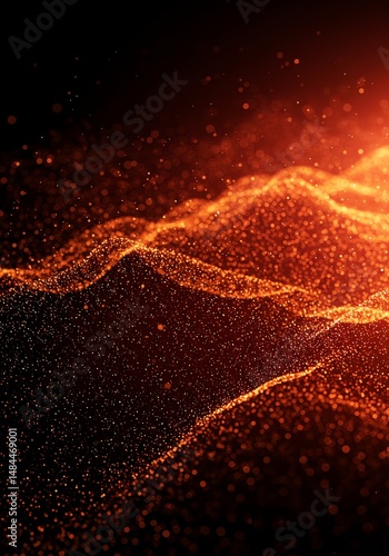 Fiery Ember Particles: Abstract Waveform Art