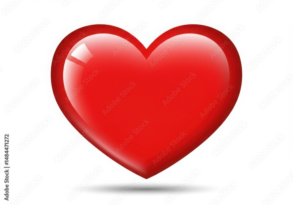 Shiny red heart shape isolated on white background Shiny red heart shape isolated on white background