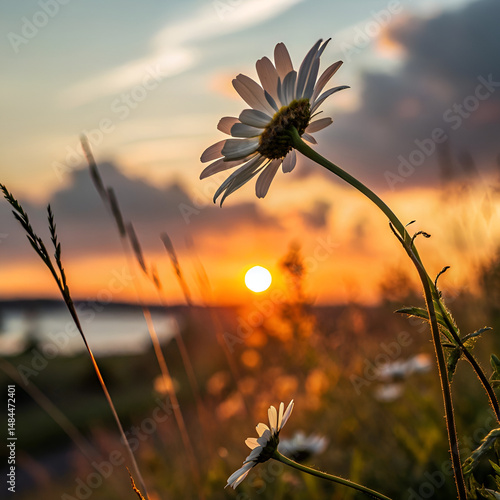 flower in the sunset