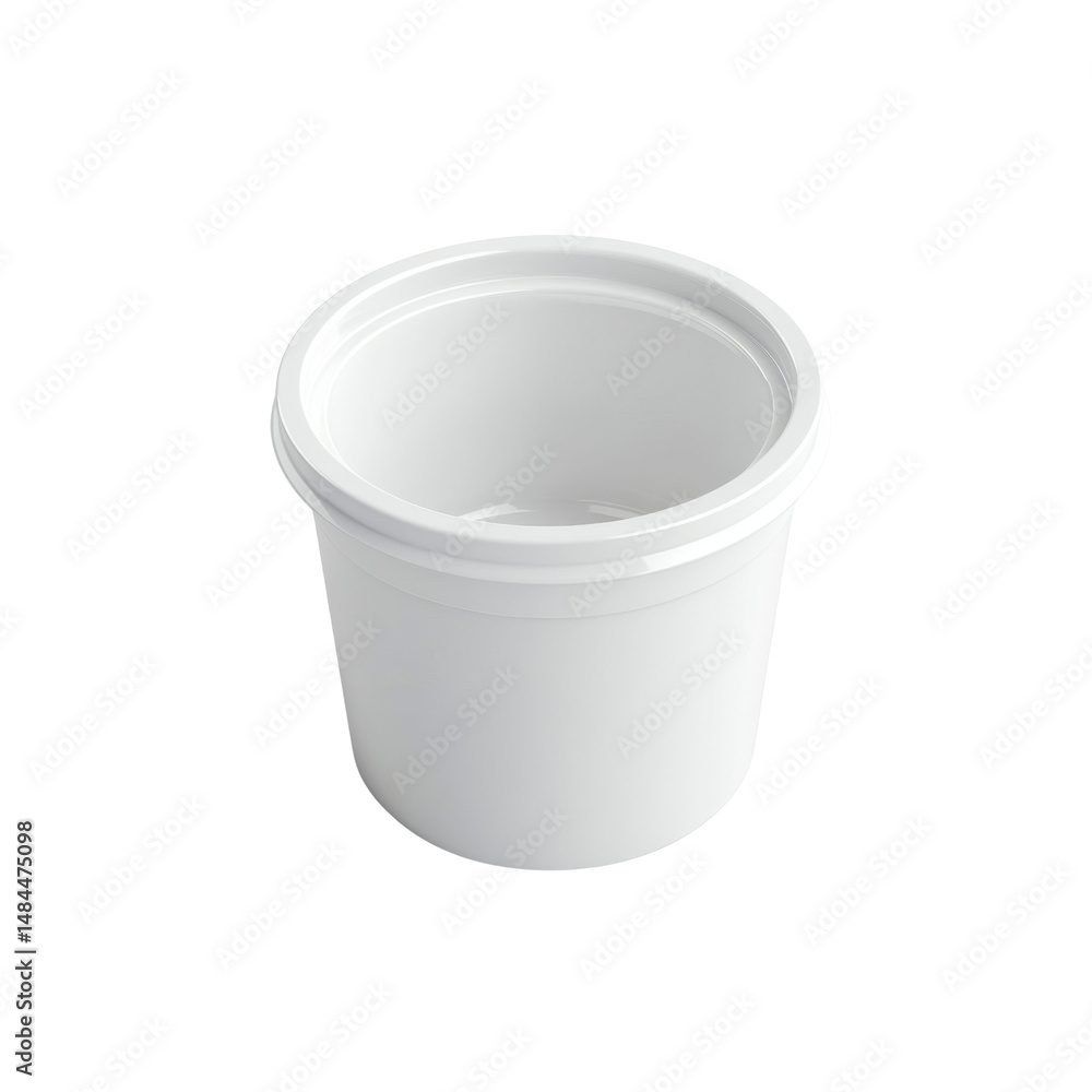 White Plastic Food Container with Lid, Mockup White Plastic Food Container with Lid, Mockup