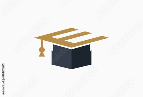 combined letter E and graduation had success education logo design template