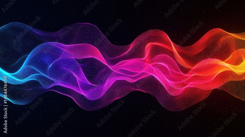 Fototapeta premium Colorful abstract waves with luminous lines creating a vibrant and energetic digital background design
