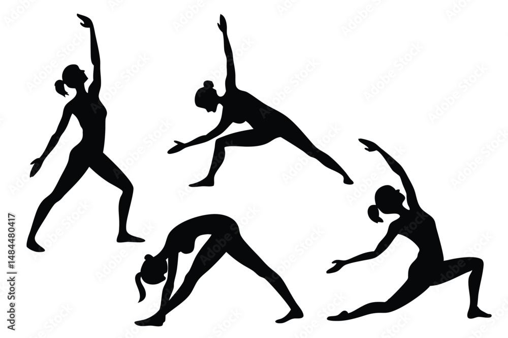 Fototapeta premium Yoga Day Contests Silhouette Vector Competitive Wellness and Pose Illustration Design