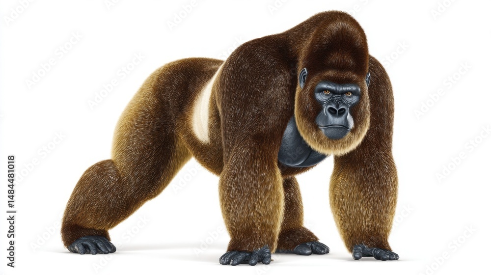 Fototapeta premium Gorilla isolated on white background. Generative AI